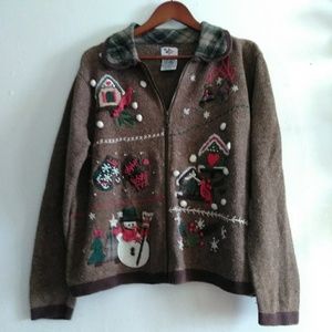 Zip Front Christmas Cardigan
